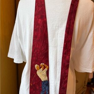 Men's Red Golf-Themed Tie